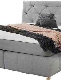Jockenhöfer Gruppe Boxspringbett Bella erhältlich in 140 & 180cm Breite, mit Kaltschaum-Topper und Rauchglas-Steinen