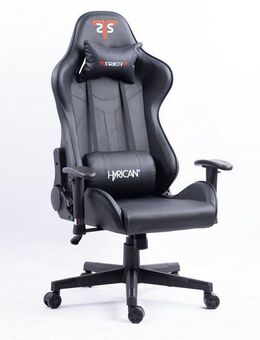 Hyrican Gaming-Stuhl "Striker Copilot" schwarz, Kunstleder, ergonomischer Gamingstuhl, Bürostuhl, Schreibtischstuhl, geeignet für Kinder und Jugendliche