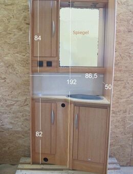 Fendt Eck-Badschrank Bad (Vollausstattung) mit Spiegel und Waschbecken gebraucht ca 192 x 86,5 cm - Schotten Zentrum