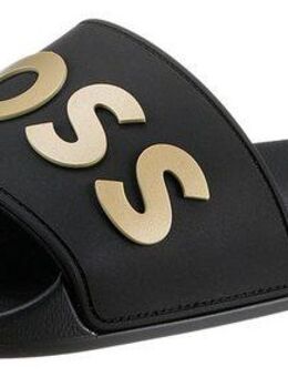 BOSS Kirk Slide Badepantolette, Sommerschuh, Poolslides, Schlappen, mit BOSS-Logoschriftzug