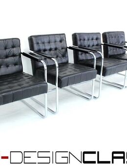 neuwertig! Set 4x Bauhaus Freischwinger Sessel Vintage Stuhl Premium Leder Chrom 1a restauriert - Hamminkeln Zentrum
