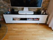 TV Lowboard weiß mit Schwarzer Glasplatte L 200cm x H x T 45cm - Ostfildern