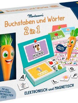 Lisciani Spiel Montessori Carotina - Buchstaben und Wörter 2 in 1, Lernspiel, Made in Europe