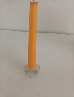 Glas Kerzenständer- Glas. Transparent, sehr klein, nur für eine Stabkerze - Essen