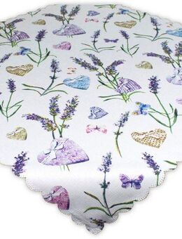 Delindo Lifestyle Mitteldecke LAVENDEL + HERZ, Strukturgewebe, bedruckt