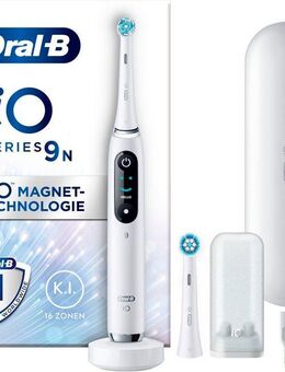 Oral-B Elektrische Zahnbürste iO 9, Aufsteckbürsten: 2 St., mit Magnet-Technologie, 7 Putzmodi, Farbdisplay & Lade-Reiseetui