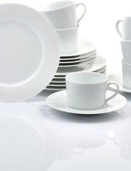 Retsch Arzberg Kaffeeservice HEIKE WEISS, Geschirr-Set 18-teilig, Porzellan, rund (18-tlg), 6 Personen, Porzellan, Kaffee-/Frühstücksgeschirr für 6 Personen klassisches Design in weiss