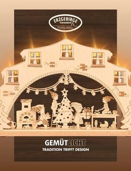 Weigla Schwibbogen Wichtelwerkstatt, Lichterbogen aus Holz, NATUR, Made in Germany, Erzgebirge garantiert, Weihnachtsdeko Innen, Weihnachtsbeleuchtung