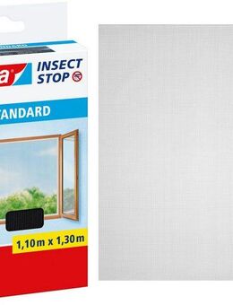 tesa Insektenschutz-Fensterrahmen Insect Stop Standard Fliegengitter für Fenster - 1.1 m :1.3 m, (Packung, 1-St., Fliegennetz, Klettband), Insektenschutzgitter -Fliegenetz ohne Bohren -zuschneidbar