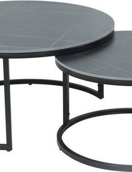 HELA Satztisch LUIS Topseller, Couchtisch rund (Set, 2-St), 2er Set, 12mm Sinterstein, Marmoroptik, Boho Wohnzimmertisch