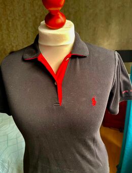 Polo Damenshirt , taliert, Größe 42/44 schwarz mit roter Paspelierung - Marl Zentrum