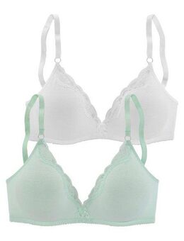petite fleur Bralette-BH (Packung, 2 Stück) ohne Bügel aus Baumwolle mit Spitze
