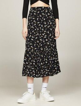 Tommy Jeans Curve A-Linien-Rock TJW FLORAL RUFFLE MIDI SKIRT EXT Webrock Große Größen