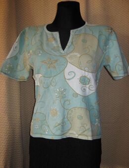 NEUw * Ausgefallen * edel * Perlen * Pailletten * Stickerei * Paisley * Halbarm * Strick- Pullover "Un1Deux2Trois3" Gr. 42- 44/ M- L * Pastell * - Riedlingen