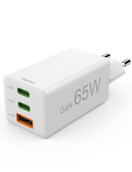 Hama USB-Ladegerät (Schnellladegerät, Netzteil, 2x USB-C, 1x USB-A, 65 W) Schnelllade-Gerät (1-tlg)