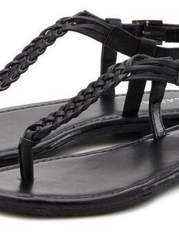 LASCANA Sandalette, Sommerschuh Zehentrenner Sandale aus Leder mit Flecht-Optik