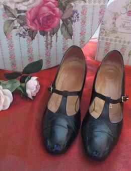 Original Granny VINTAGE * Lack- Leder * High- Heels * Mary Jane * Spangen- Steg * PUMPS * SCHUHE "Alexandria Italy" Gr. 36- 37/ 4 * schwarz * Gothic * - Riedlingen Zentrum