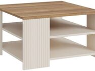 FORTE Couchtisch Oak Square, Couchtisch, Ablageböden, Lamellenoptik