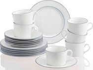 Retsch Arzberg Kaffeeservice Geschirr-Set, Service Heike Blaurand (18-tlg), 6 Personen, Porzellan, maritimer, blauer Rand, Made in Germany, 18 Teile, für 6 Personen