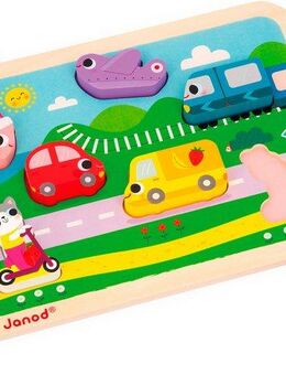 Janod Steckpuzzle Die Fahrzeuge, 7 Puzzleteile, FSC® - schützt Wald
