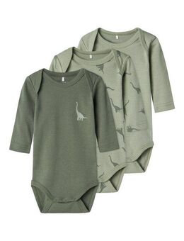 Name It Schlafoverall NBMBODY 3P LS GREEN DINO NOOS (Packung, 3-tlg)