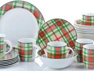 Retsch Arzberg Kombiservice Highland Green (24-tlg), 6 Personen, Porzellan, traditionelles Schotten-Karo in frischen Farben
