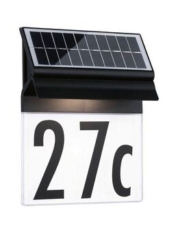 Paulmann LED Außen-Wandleuchte Solar Hausnummernleuchte Neda IP44 3000K 14lm Schwarz, LED fest integriert, Warmweiß