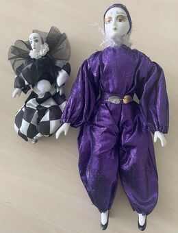 2 Harlekin, lila + schwarz/weiß + Glas mit Deko + Gr. 41: Gummistiefel, schwarz + Küchen-Schürze zum fertig nähen, rosa + 10 Glas-Gefäße + Hausbuch, neu - München