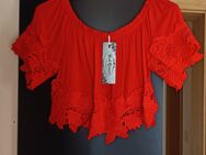Süsse Crop Top Oberteil Bluse rot Blumen Stickerei bestickt gr. 36 S,38 M NEU - Hardheim