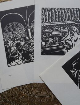 Konvolut von vier Kunstdrucken von Frans Masereel ( 1889 - 1972 ) , Blätter haben eine Größe von 26cm x 17cm , M1 - Görlitz