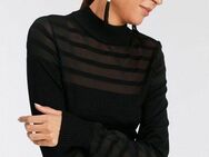 Melrose Stehkragenpullover mit transparenten Streifen und Ballonärmeln