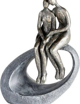 Casablanca by Gilde Dekofigur Skulptur Moment, bronzefarben/grau (1 St), Dekoobjekt, Höhe 27, Pärchen, mit Spruchanhänger, Wohnzimmer