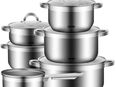 DMS Edelstahl Topfset 11-teilig mit Glasdeckel silber in 75217