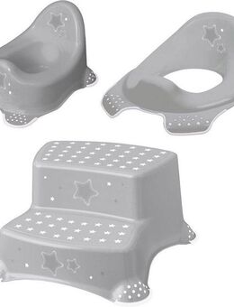 keeeper Töpfchen Stars, grau, (Set, 3-tlg), Kinderpflege-Set - Töpfchen, Toilettensitz und Tritthocker