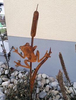 Gartenstecker Teich "Frosch an Schilf" Edelrost - Kraftisried
