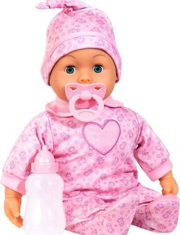 Bayer Babypuppe First Words Baby, 38 cm, Schafe rosa (3-tlg), mit Schlafaugen und Babygeräuschen