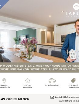 Top modernisierte 2,5 Zimmerwohnung mit offener Küche und Balkon sowie Stellplatz in Waldshut - Waldshut-Tiengen