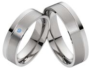 Massive Titanringe T126 mit blauem Zirkonia - Aholming