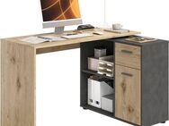 FMD Eckschreibtisch AUGSBURG, Schreibtisch/Sideboard m. Stauraum, beidseitig montierb., 117/148 cm