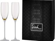 Eisch Germany Sektglas Champagner Exklusiv, Kristallglas, Echtgoldauflage, Teilveredelung in Steinoptik, 180 ml, 2-teilig