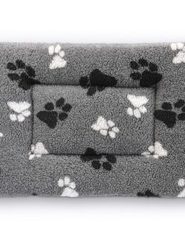 Vetbed® Fleecekissen für Transportboxen, grau mit Pfoten - L 91 x B 61 x H 5 cm