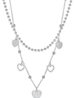 Firetti Kette mit Anhänger Schmuck Geschenk Hearts Charm, mit Zirkonia (synth)