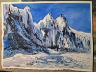 Aquarell Bild selbstgemalt Maße 28x38 * Berge Landschaft - Rostock