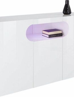 INOSIGN Sideboard Real,Vitrine,Kommode,Schrank,Breite 130 cm komplett hochglanz lackiert, mit 3 Türen davon 2 abgerundet, die ein ovales offenes Fach bilden
