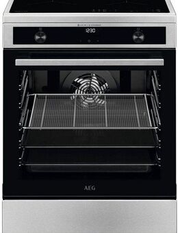 AEG Induktions-Standherd CIB6643BBM, mit Teleskopauszug nachrüstbar, Dampfzufuhr, AirFry-Funktion, 7 Beheizungsarten, Timer, inkl. Zubehör