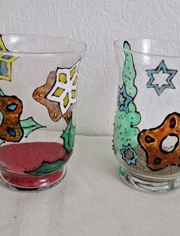 2 DIY Vasen, Dekoglas Durchmesser 11cm Hoch 15cm Glas Deko Arrangement Dekosand - Essen
