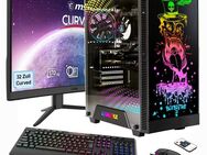 GAMEMAX Multimedia-PC Rockstar SET02498 PC-Komplettsystem (32", AMD Ryzen 5 5600G, Radeon Graphics, 16 GB RAM, 1000 GB SSD, Windows 11 + MSI G32C4 E2 Monitor Curved 80cm (32)