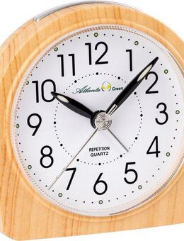 Atlanta Quarzwecker Green, 2507/30 Holzoptik, schleichende Sekunde, Licht