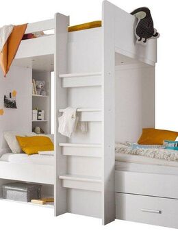 Begabino Hochbett MAXI mit 2 Liegeflächen, Kleiderschrank und Regalen