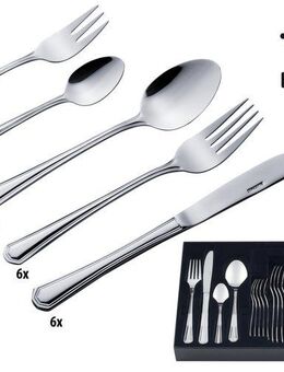 KING Besteck-Set »Düsseldorf« (31-tlg), 6 Personen, Edelstahl 18/0, Besteck im zeitlosen Design, mit Besteck-Etui